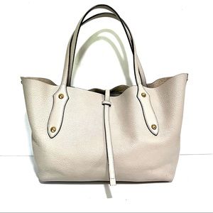 Annabel Ingall Isabella Chalk Ivory Bone White Leather Tote Laptop Bag